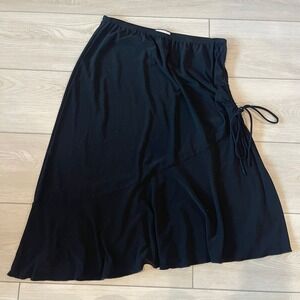 Claudia Richard Black Skirt Womens Large Drawstring Midi Ruffle Hem